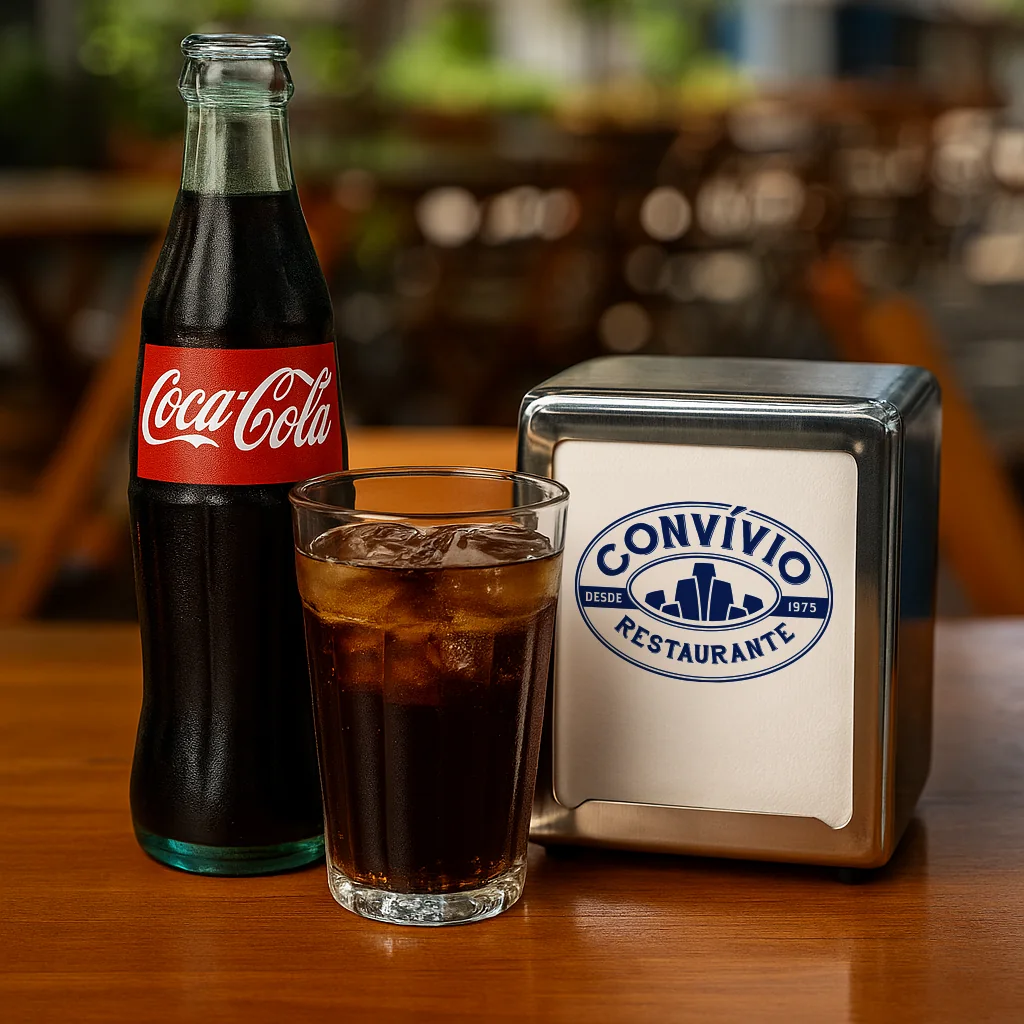 Porta-guardanapos com o logo do Convívio