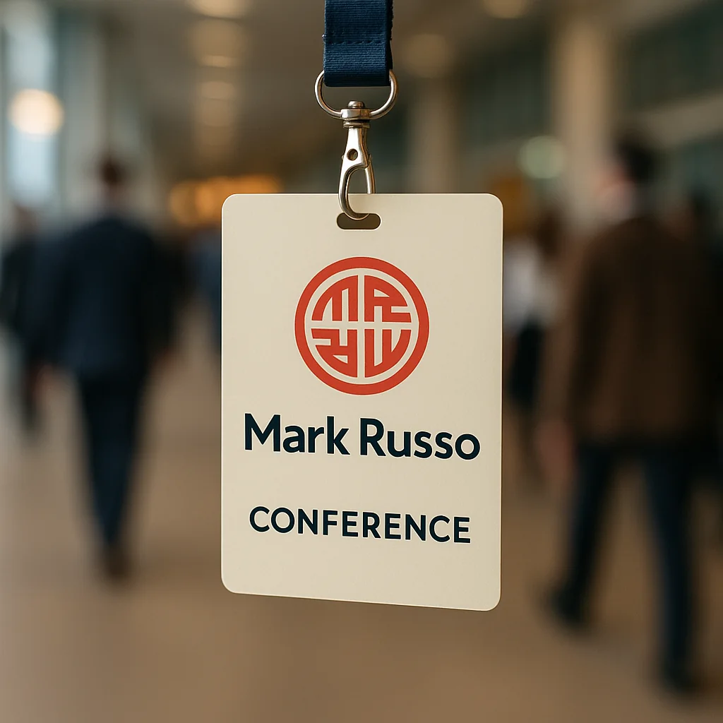 Credencial da conferência de Mark Russo