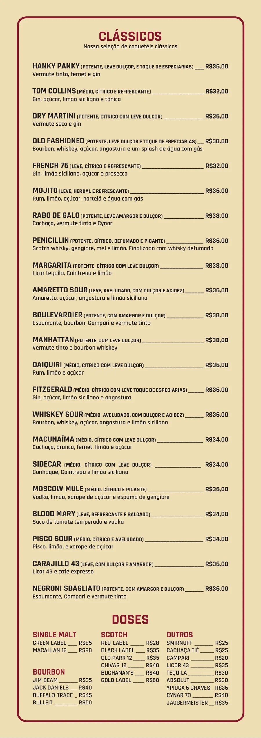 Cardápio de bebidas, página 2