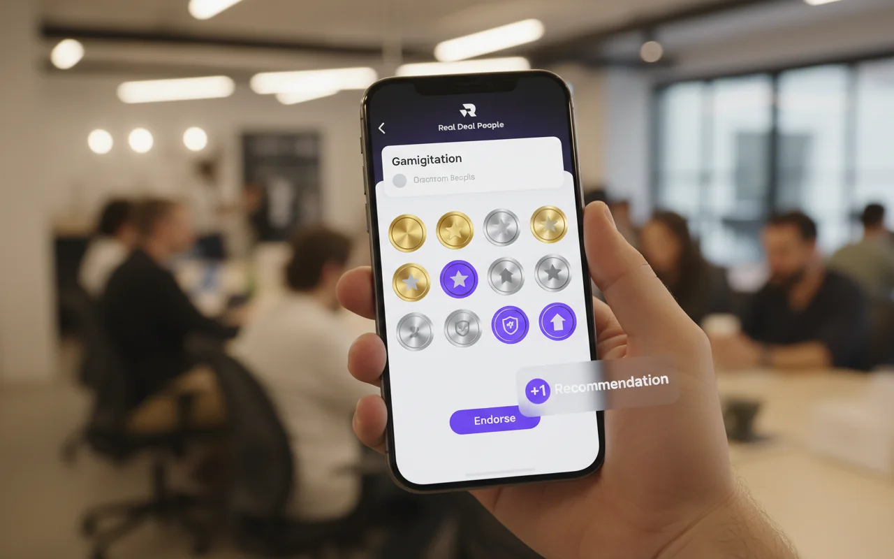 Tela de conquistas e endossos no celular