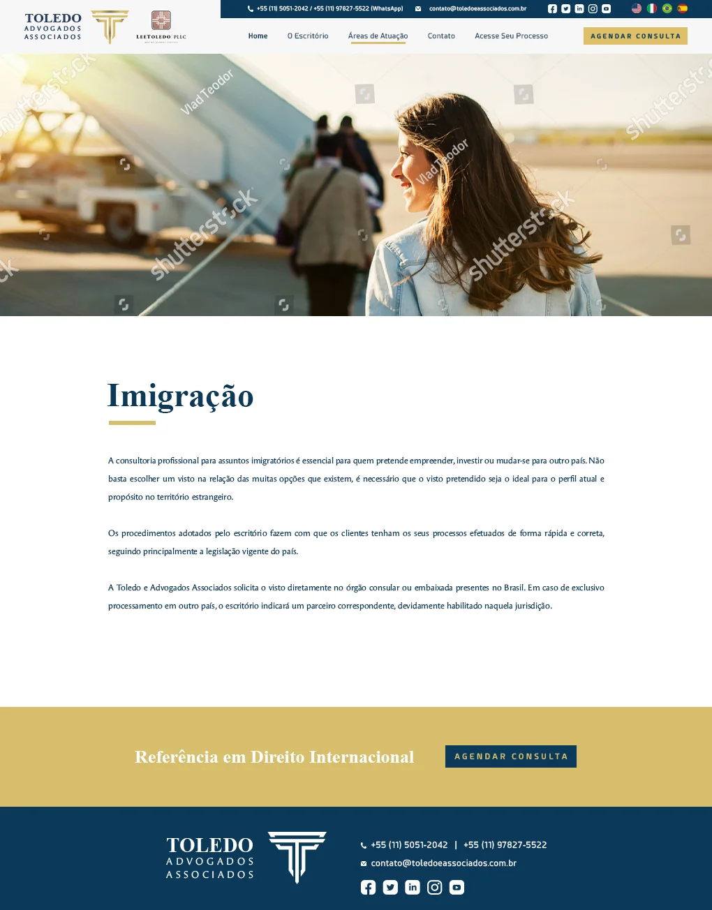 Página de área de atuação: imigração
