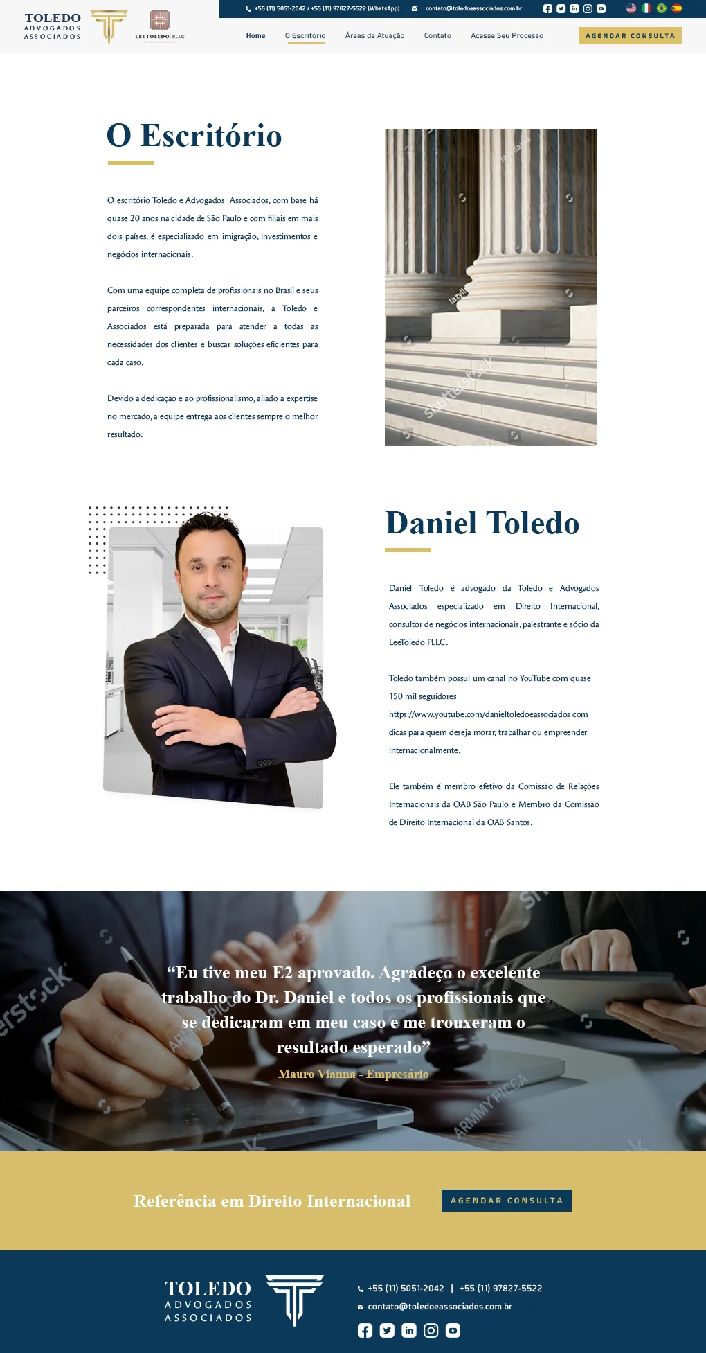 Página O Escritório do site