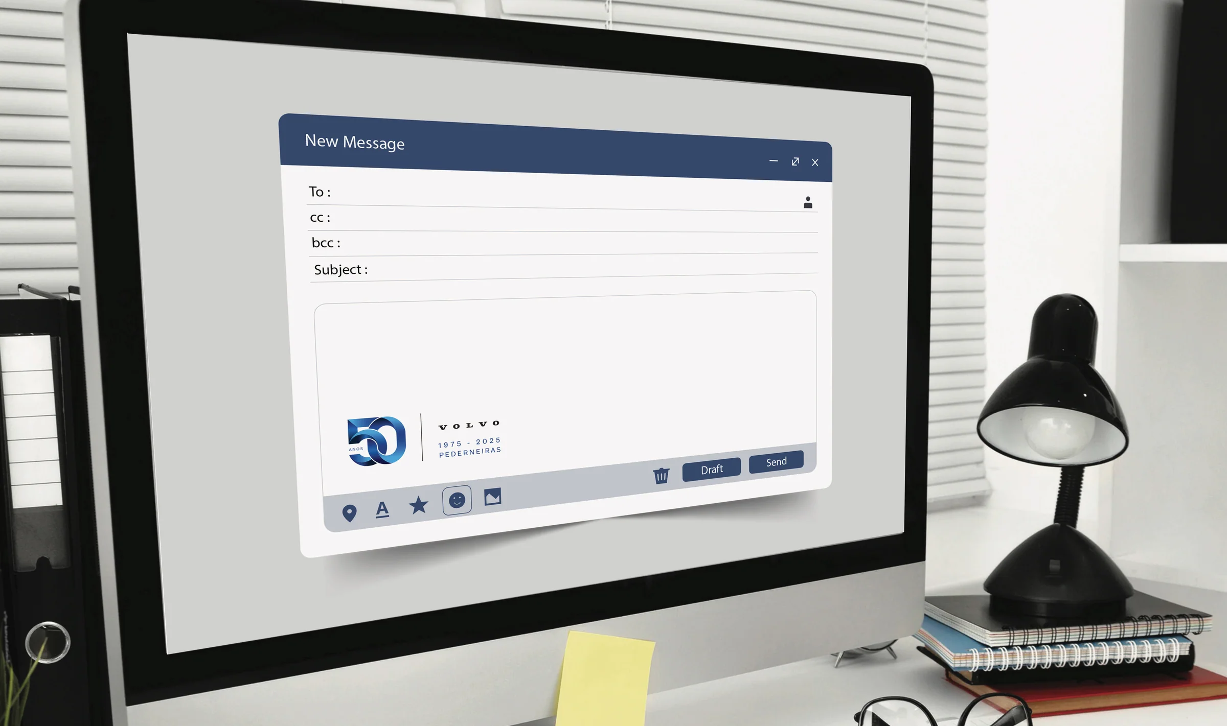 Assinatura de e-mail com o selo de 50 anos