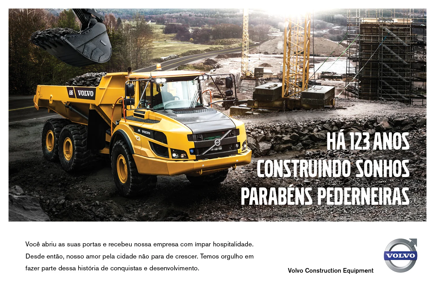 Anúncio Há 123 anos construindo sonhos, parabéns Pederneiras